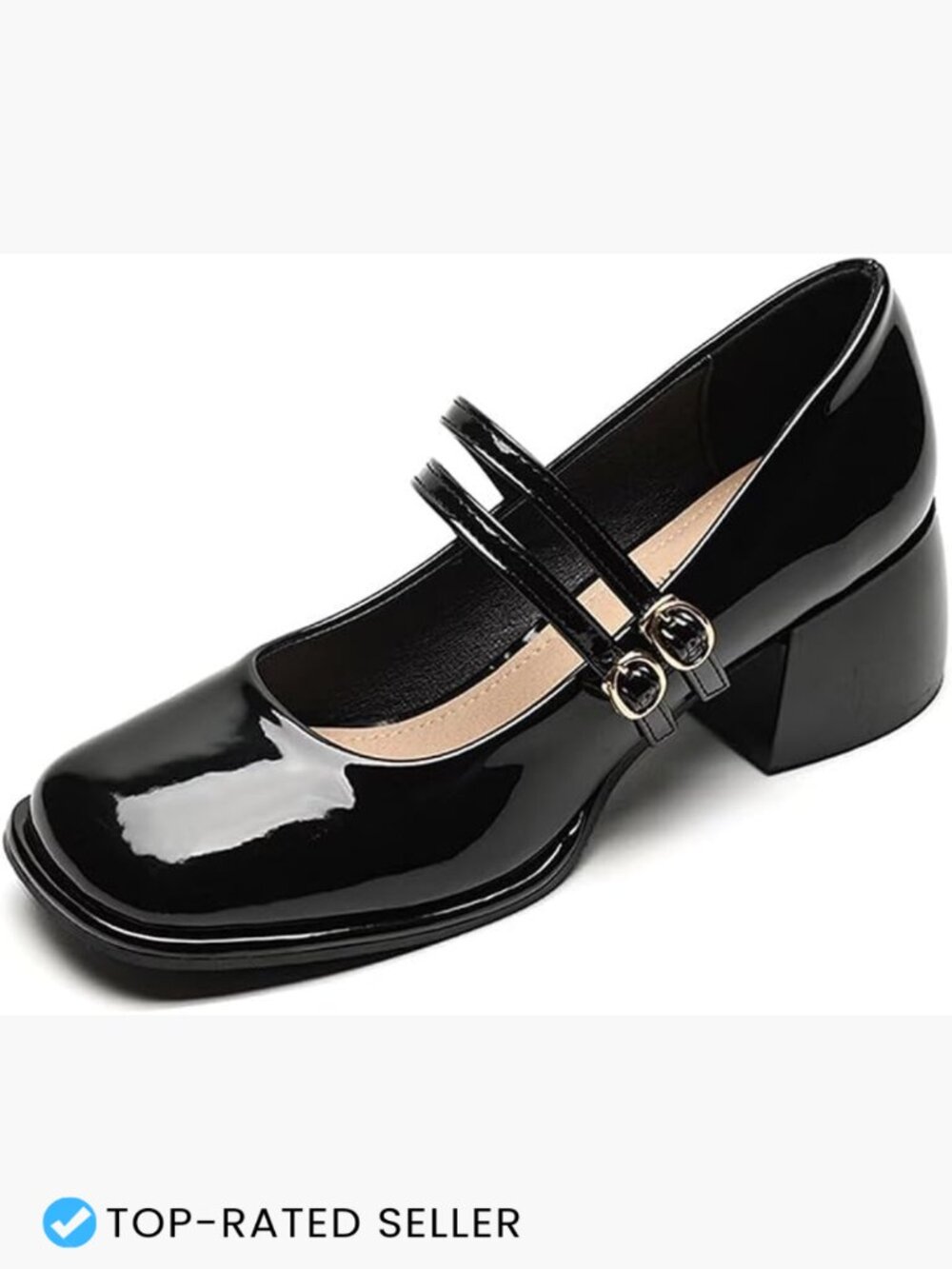 Chunky Low Block Heel Mary Jane Pumps Square Toe Dress Shoes Comfortable Work